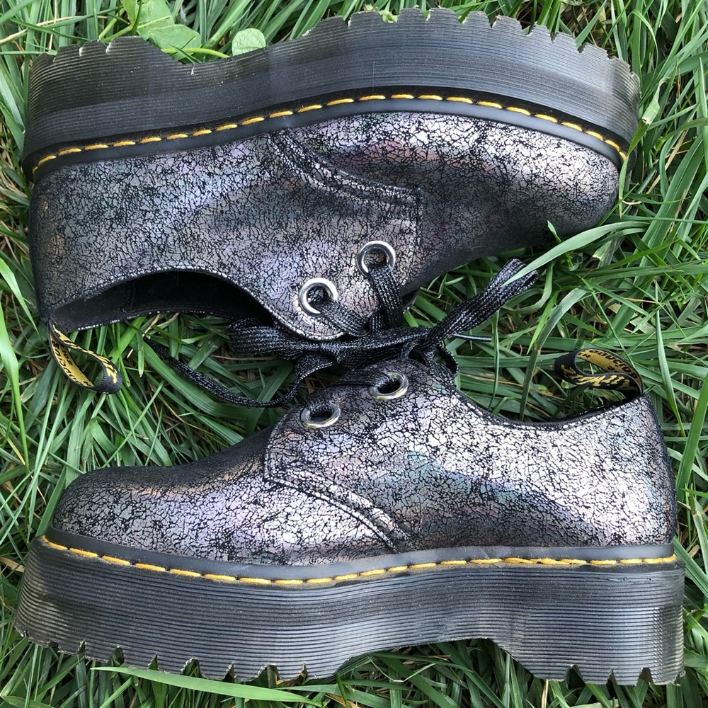 Dr. Martens Holly Iridescent Crackle Platform Shoes - Picture 4 of 9